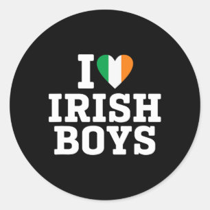 I Liebe Irish Boys Ireland Flag Heart St Patricks Runder Aufkleber