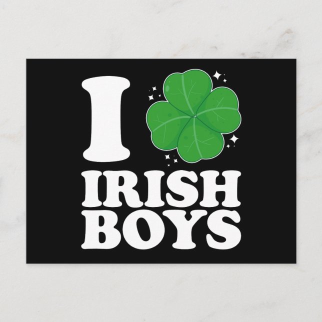 I Liebe Irish Boys Kleeblatt Heart St Patrick's Da Postkarte (Vorderseite)