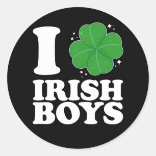 I Liebe Irish Boys Kleeblatt Heart St Patrick's Da Runder Aufkleber