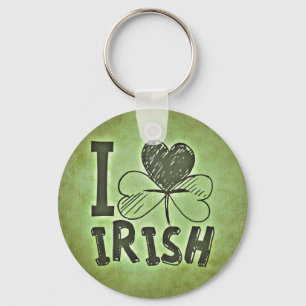 I Liebe Irish Button Schlüsselanhänger