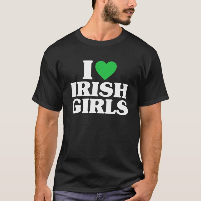 I Liebe Irish Girls Funny St Patrick's Day Heart S T-Shirt (Vorderseite)