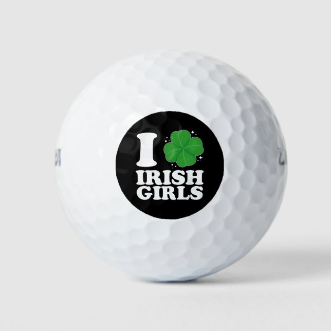I Liebe Irish Girls Kleeblatt Herz St Patrick's Da Golfball (Vorderseite)