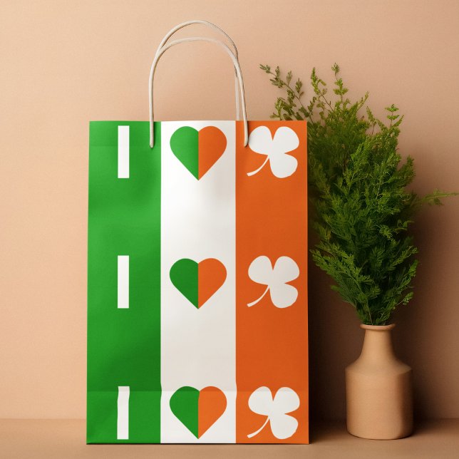 I Liebe Irland Mittlere Geschenktüte (gift bag, birthday surprise gift bag, teddy bear gift bag, wine gift bag, travel bag, use and throw )