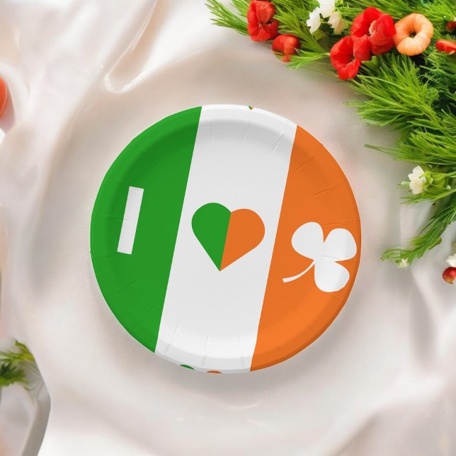 I Liebe Irland Pappteller (Irish Festival event,birthday,wedding,baby shower,special occasion event paper plate party supplies)