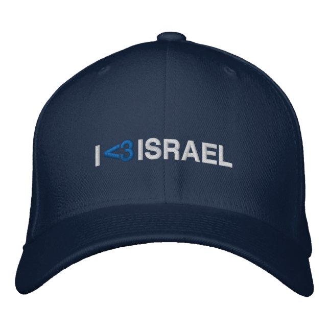 I Liebe Israel Blauer Herzblut moderne Typografie Bestickte Baseballkappe (Vorderseite)
