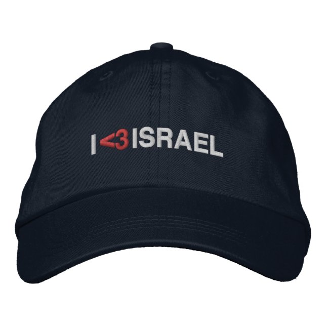 I Liebe Israel rotes Herzblut moderne Typografie Bestickte Baseballkappe (Vorderseite)