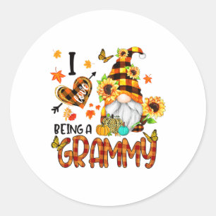 I Liebe ist ein Grammy Fall Gnome Herbst Thanksgiv Runder Aufkleber