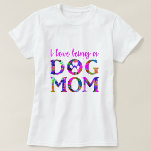 I Liebe ist eine "Hund-Mama" Blumentext Weiß T-Shirt