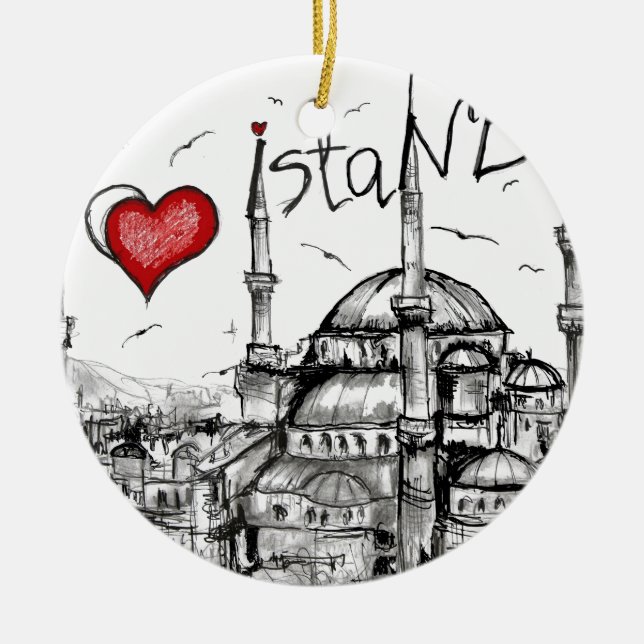 I Liebe Istanbul Keramik Ornament (Vorne)