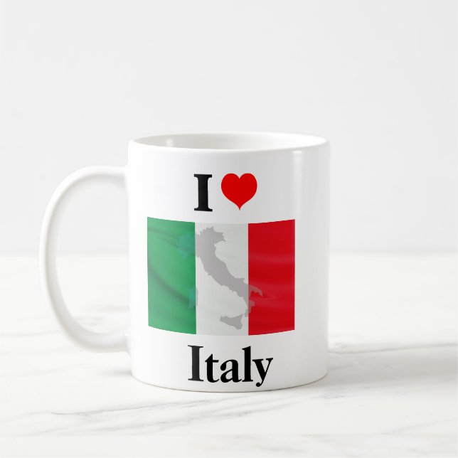 I Liebe Italien Flaggenkarte Kaffeetasse (Links)