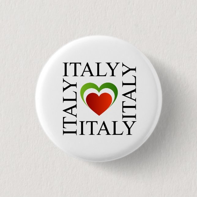 I Liebe Italien mit italienischen Flaggenfarben Button (Vorderseite)