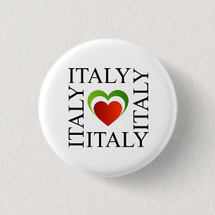 I Liebe Italien mit italienischen Flaggenfarben Button
