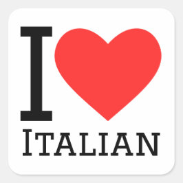 I Liebe Italienisch Quadratischer Aufkleber