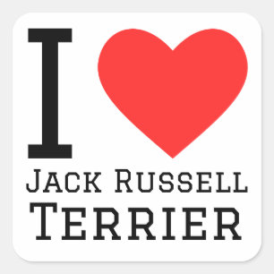 I Liebe Jack Russell Terrier Quadratischer Aufkleber