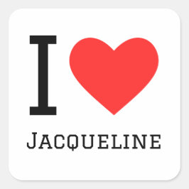 I Liebe Jacqueline Quadratischer Aufkleber