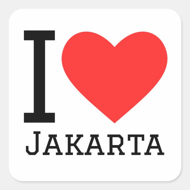 I Liebe Jakarta Quadratischer Aufkleber (Vorderseite)