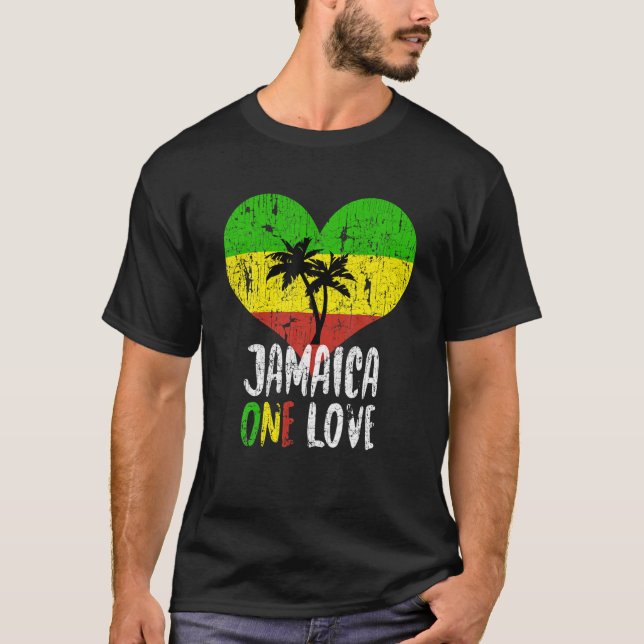 I Liebe Jamaica Eine Liebe Palm Tree Reggae T Shir T-Shirt (Vorderseite)