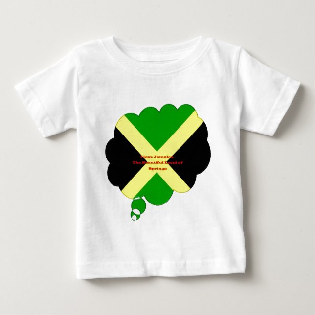 I Liebe Jamaika Text über Flaggenkunstdruck Baby T-shirt (Vorderseite)