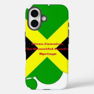 I Liebe Jamaika Text über Flaggenkunstdruck iPhone 16 Hülle