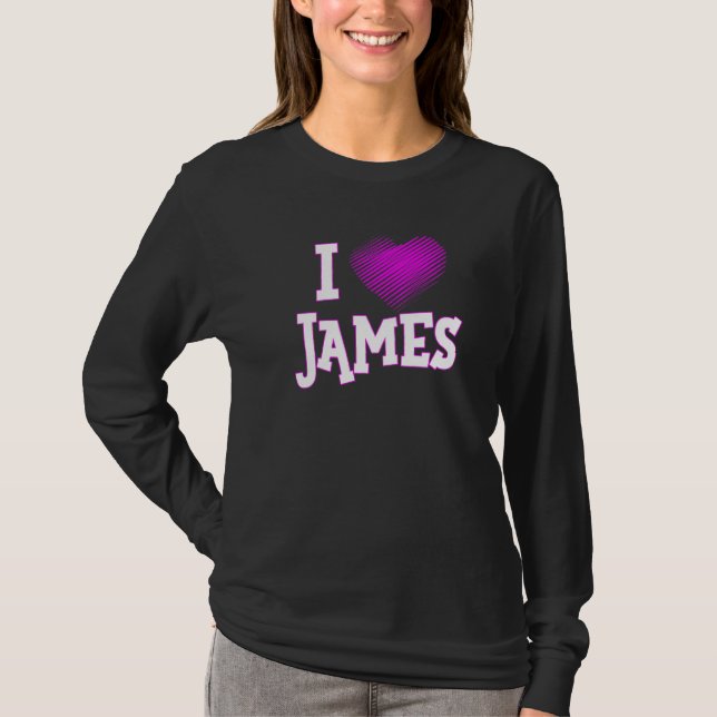 I Liebe James Boyfriend Husband Son Vater Pink Hea T-Shirt (Vorderseite)