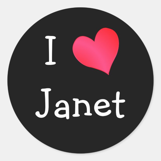 I Liebe Janet Runder Aufkleber (Vorderseite)