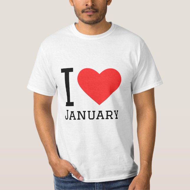 I Liebe January Square Sticker T-Shirt (Vorderseite)