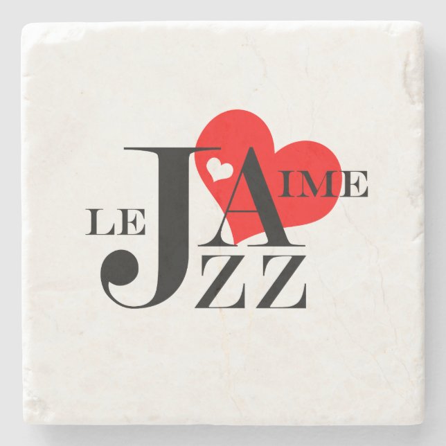 I Liebe-Jazz - französischer Jazz-Liebhaber Steinuntersetzer (Vorderseite)