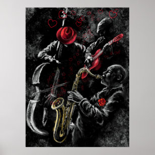 I Liebe Jazz Music Poster - Malerei Art