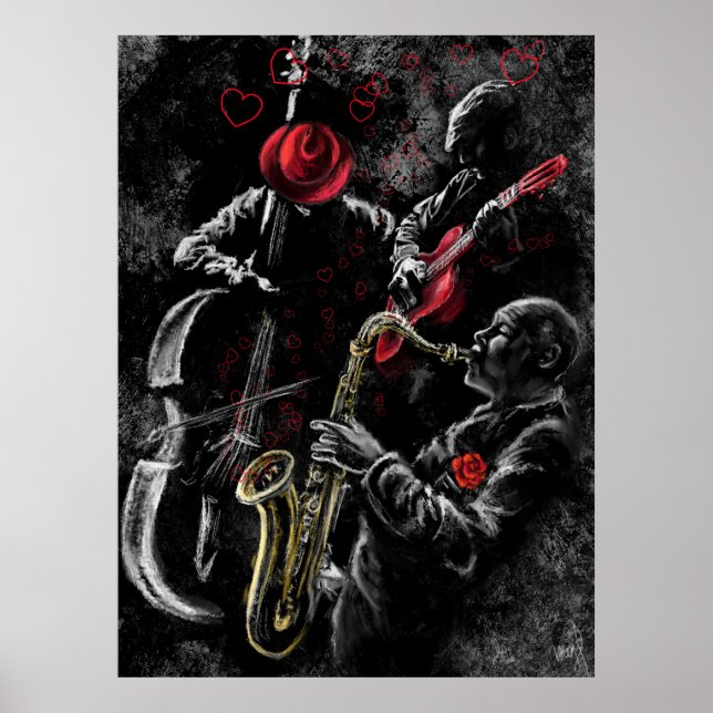 I Liebe Jazz Music Poster - Malerei Art (Vorne)