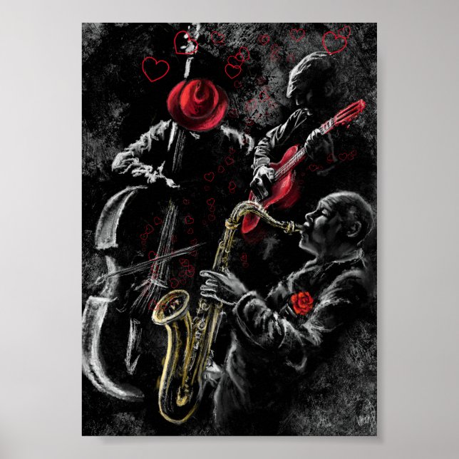 I Liebe Jazz Music Poster - Malerei Art (Vorne)