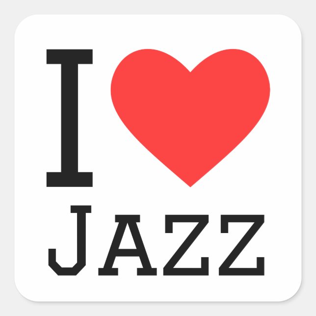 I Liebe Jazz Quadratischer Aufkleber (Vorderseite)