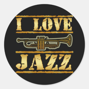 I LIEBE JAZZ RUNDER AUFKLEBER