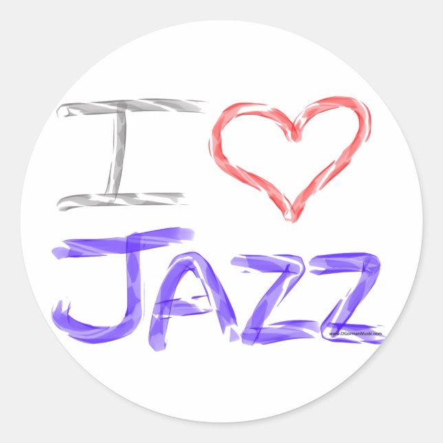 I Liebe Jazz Runder Aufkleber (Vorderseite)