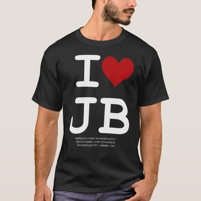 I Liebe JB (Schwarzes) T - Shirt (Vorderseite)