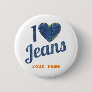 I Liebe Jeans Vintages Modedesign mit Nahhörer Button
