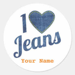 I Liebe Jeans Vintages Modedesign mit Nahhörer Runder Aufkleber