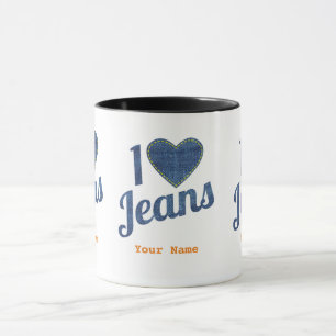 I Liebe Jeans Vintages Modedesign mit Nahhörer Tasse