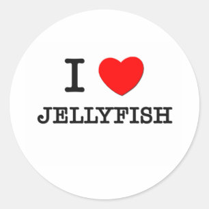 I Liebe Jellyfish Runder Aufkleber