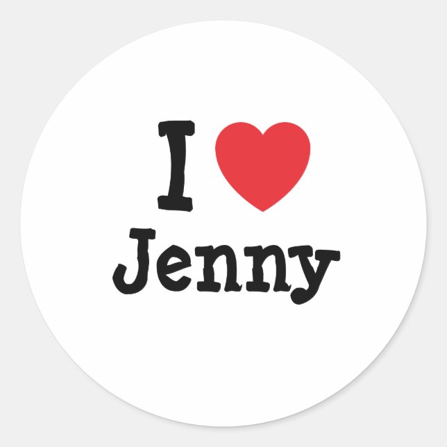 I Liebe Jenny heart T - Shirt Runder Aufkleber (Vorderseite)