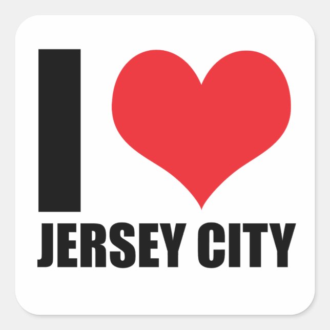 I Liebe Jersey City Quadratischer Aufkleber (Vorderseite)