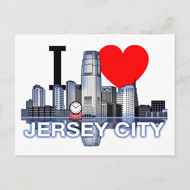 I Liebe Jersey City Skyline Postcard Postkarte (Vorderseite)