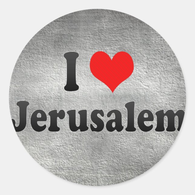 I Liebe Jerusalem, Israel Runder Aufkleber (Vorderseite)