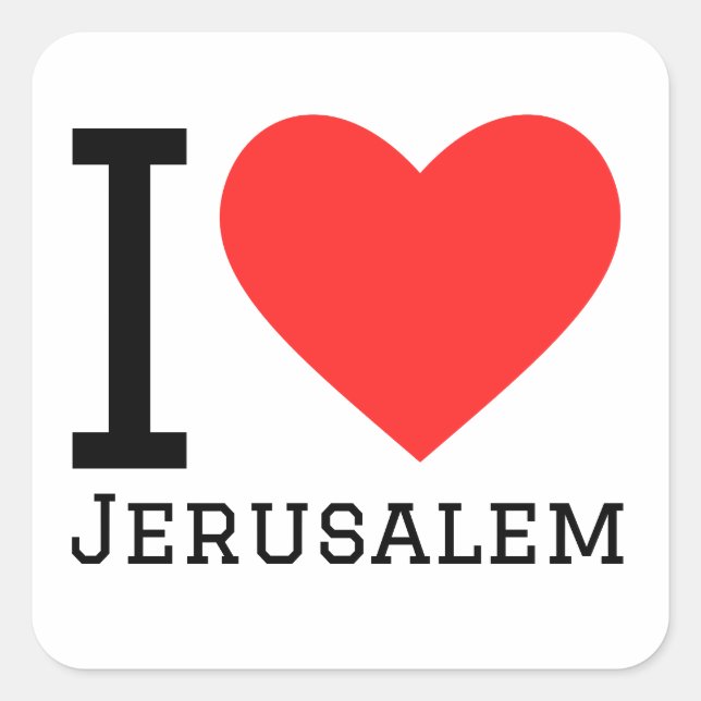 I Liebe Jerusalem Quadratischer Aufkleber (Vorderseite)