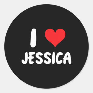 I Liebe Jessica - Herz - Name Runder Aufkleber