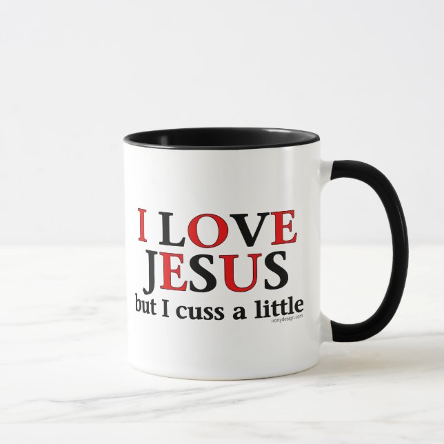 I Liebe Jesus [aber ich fluchen wenig] Tasse (Rechts)