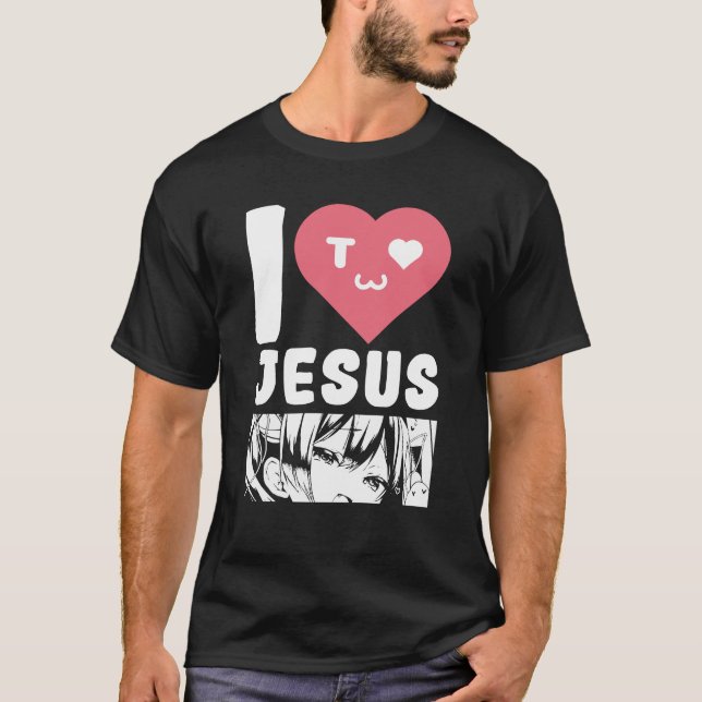 I Liebe Jesus Anime Japanischer Cartoon T-Shirt (Vorderseite)