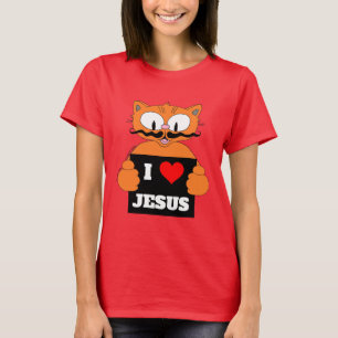 "I Liebe Jesus" Cartoon Cat Señor Gato Christlich T-Shirt