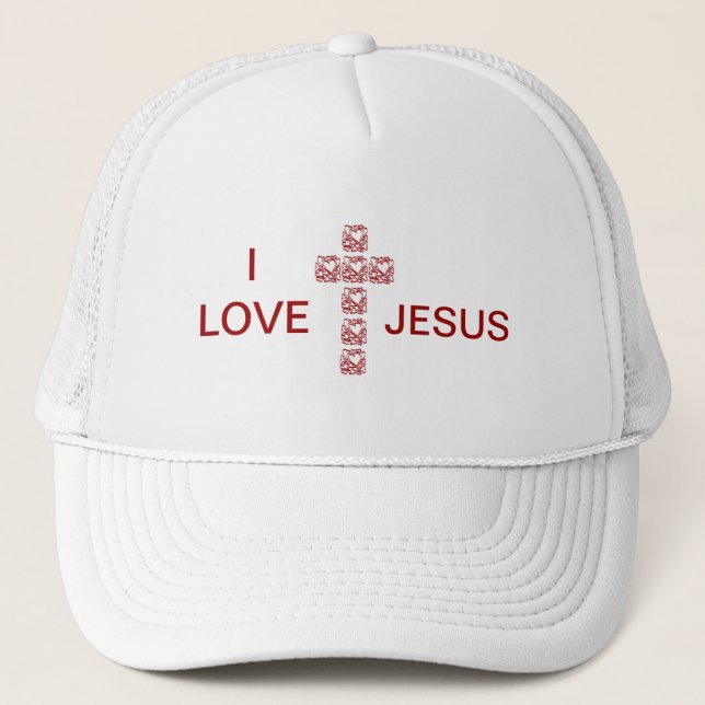 I Liebe Jesus Cross Truckerkappe (Vorderseite)