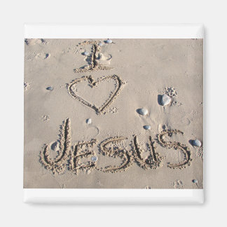 I Liebe Jesus geschrieben in Sand Magnet