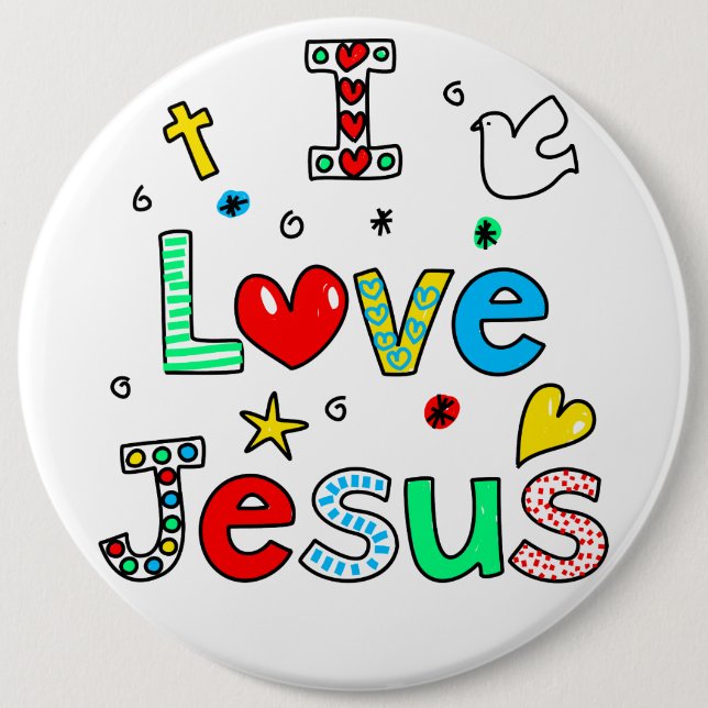 I Liebe Jesus I Doodles I Colorus 6x6 Schaltfläche Button (Vorderseite)